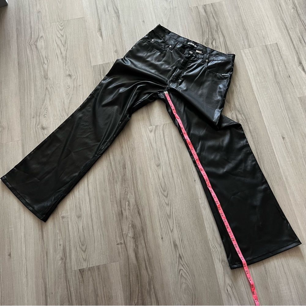 Girlfriends LA black silky patent like flare leg pants sz 15. Y2K mallgoth VNT - Picture 9 of 14